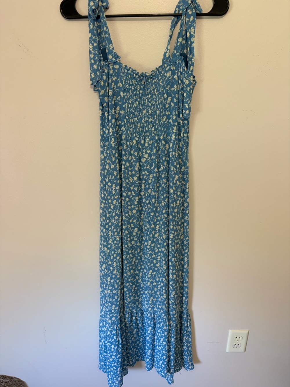 Reformation Blue Floral Tie-Shoulder Midi Dress - Picture 7 of 8